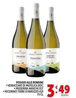 Deco Supermercati Poggio alle rondini, verdicchio di matelica doc, passerina marche igt offerta