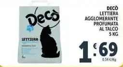 Deco Supermercati Decò lettiera agglomerante profumata al talco offerta