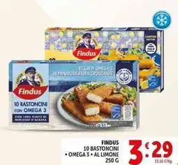 Deco Supermercati Findus 10 bastoncini, omega 3, al limone offerta