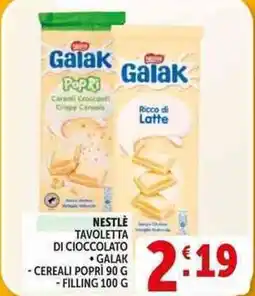 Deco Supermercati Nestle tavoletta di cioccolato, galak, cereali popri, filling offerta