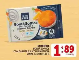 Deco Supermercati Nutrifree bontà soffice con carota e succo di arancia senza glutine offerta