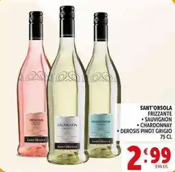Deco Supermercati Sant'orsola frizzante sauvignon, chardonnay, derosis pinot grigio offerta