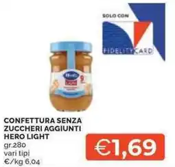 Mercatò Confettura senza zuccheri aggiunti HERO LIGHT offerta