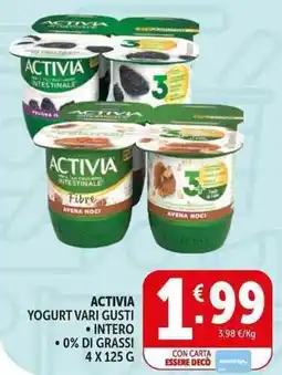 Deco Supermercati Activia yogurt, intero, 0% di grassi offerta