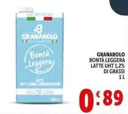 Deco Supermercati Granarolo bontà leggera latte uht 1,2% di grassi offerta