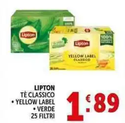 Deco Supermercati Lipton tè classico, yellow label, verde offerta