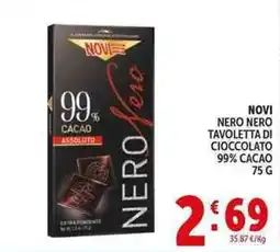 Deco Supermercati Novi nero nero tavoletta di cioccolato 99% cacao offerta