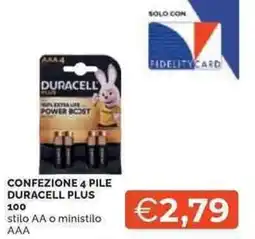 Mercatò Confezione 4 pile DURACELL PLUS 100 offerta