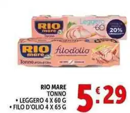 Deco Supermercati Rio mare tonno leggero, filo d'olio offerta