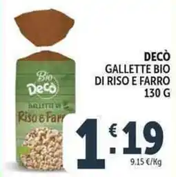 Deco Supermercati Decò gallette bio di riso e farro offerta