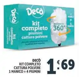 Deco Supermercati Decò kit completo cattura polvere 1 manico + 4 piumini offerta