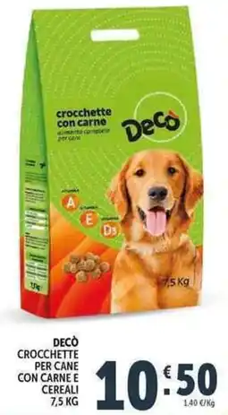 Deco Supermercati Decò crocchette per cane con carne e cereali offerta