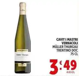 Deco Supermercati Cavit i mastri vernacoli müller thurgau trentino doc offerta