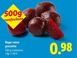 Lidl Rape rosse precotte offerta