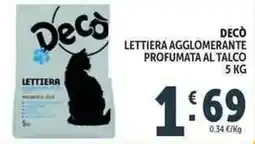 Deco Supermercati Decò lettiera agglomerante profumata al talco offerta