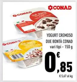 Conad Yogurt Cremoso Due Bontà Conad offerta