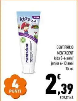 Conad DENTIFRICIO MENTADENT offerta