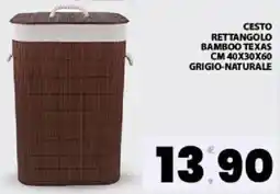 Interspar Cesto rettangolo bamboo texas cm 40x30x60 grigio-naturale offerta
