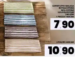Interspar Copritutto malaga in policotone 90% cotone 10% poliestere 240 gsm 1 piazza 160x260 offerta