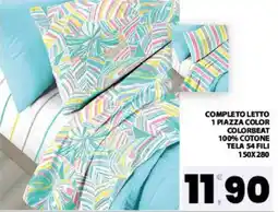 Interspar Completo letto 1 piazza color colorbeat 100% cotone tela 54 fili 150x280 offerta