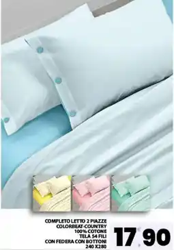 Interspar Completo letto 2 piazze colorbeat-country 100% cotone tela 54 fili con federa con bottoni 240 x280 offerta