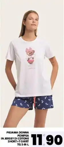 Interspar Pigiama donna pompea in jersey di cotone short+t-shirt offerta