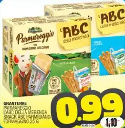 Vicino a te supermercati Granterre parmareggio l'abc della merenda snack abc parmigiano/ formaggino offerta