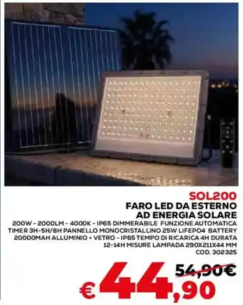 Sol200 faro LED da esterno ad energia solare