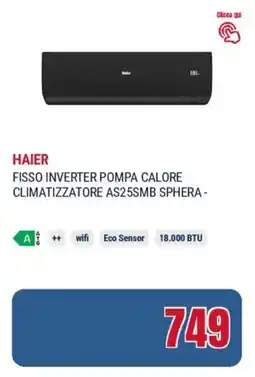 Trony Haier fisso inverter pompa calore climatizzatore AS25SMB SPHERA - offerta