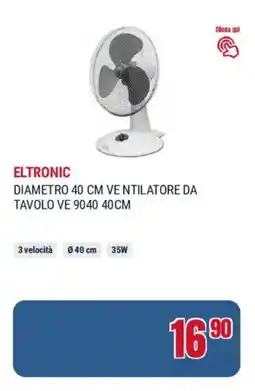 Trony Eltronic diametro 40 cm ventilatore da tavolo ve 9040 offerta