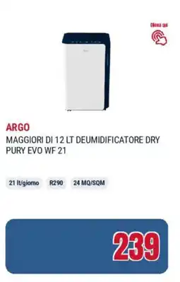 Trony Argo maggiori di 12 lt deumidificatore dry pury evo WF 21 offerta