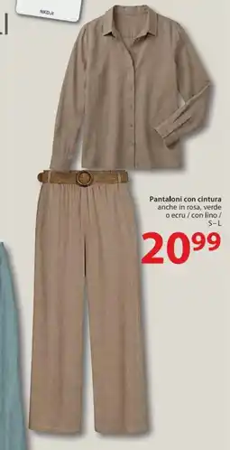 NKD Pantaloni con cintura anche in rosa, verde o ecru / con lino offerta