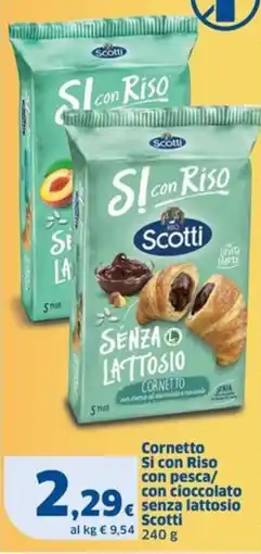 Sigma Cornetto Si con Riso con pesca/ con cioccolato senza lattosio Scotti offerta