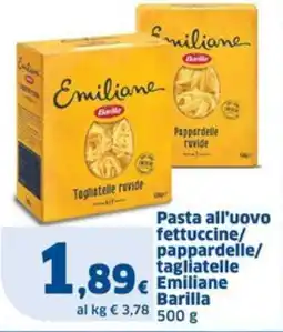 Sigma Pasta all'uovo fettuccine/ pappardelle/ tagliatelle Emiliane Barilla offerta