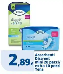 Sigma Assorbenti Discreet mini 20 pezzi/ extra 10 pezzi Tena offerta