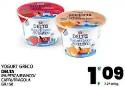 Interspar Yogurt greco delta 0% pesca/bianco/ caffe/fragola offerta
