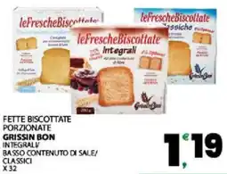Interspar Fette biscottate porzionate grissin bon integrali/ basso contenuto di sale/ classici x32 offerta