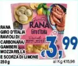 DEM Rana giro d'italia ravioli di carbonara gamberi mozzarella e scorza di limone offerta