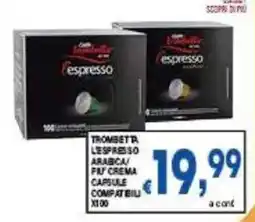 DEM Trombetta lespresso arabica/ piu crema capsule compatibili x100 offerta