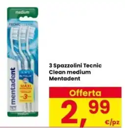 Interspar 3 Spazzolini Tecnic Clean medium Mentadent offerta