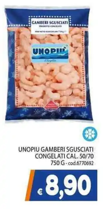 Unopiu gamberi sgusciati congelati cal. 50/70