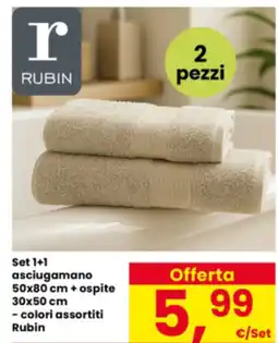 Interspar Set 1+1 asciugamano 50x80 cm+ospite 30x50 cm Rubin offerta