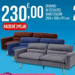 Iper Romagnolo Divano in tessuto vari colori 204 x 100 x 91 cm offerta