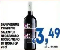 DEM San patrime primitivo salento/ negramaro rosso/nero di troia igp offerta