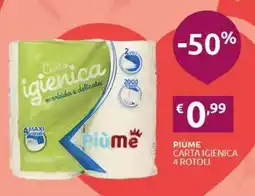 PiùMe Piùme carta igienica 4 rotoli offerta