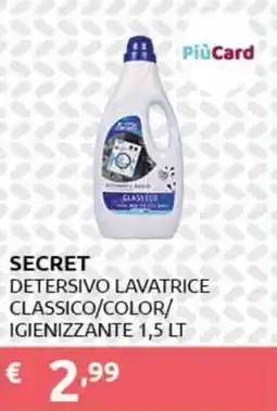 PiùMe Secret detersivo lavatrice classico/color/ igienizzante offerta