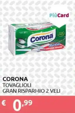 PiùMe Corona tovaglioli gran risparmio 2 veli offerta
