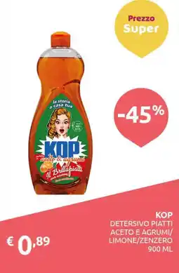 PiùMe Kop detersivo piatti aceto e agrumi/ limone/zenzero offerta