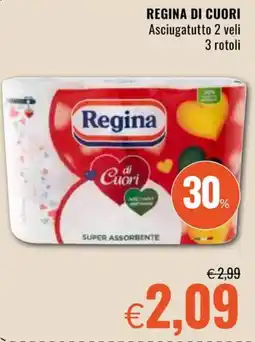 Famila REGINA DI CUORI Asciugatutto 2 veli 3 rotoli offerta