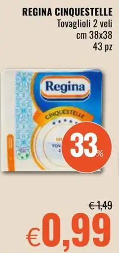 Famila REGINA CINQUESTELLE Tovaglioli 2 veli cm 38x38.43 pz offerta